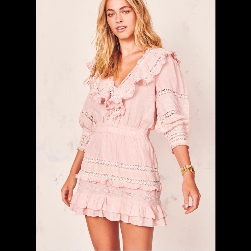 💗 LOVESHACKFANCY 💗 Deacon Linen Dress in Dusty Pink